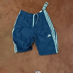 Blue and white Adidas sweatpants